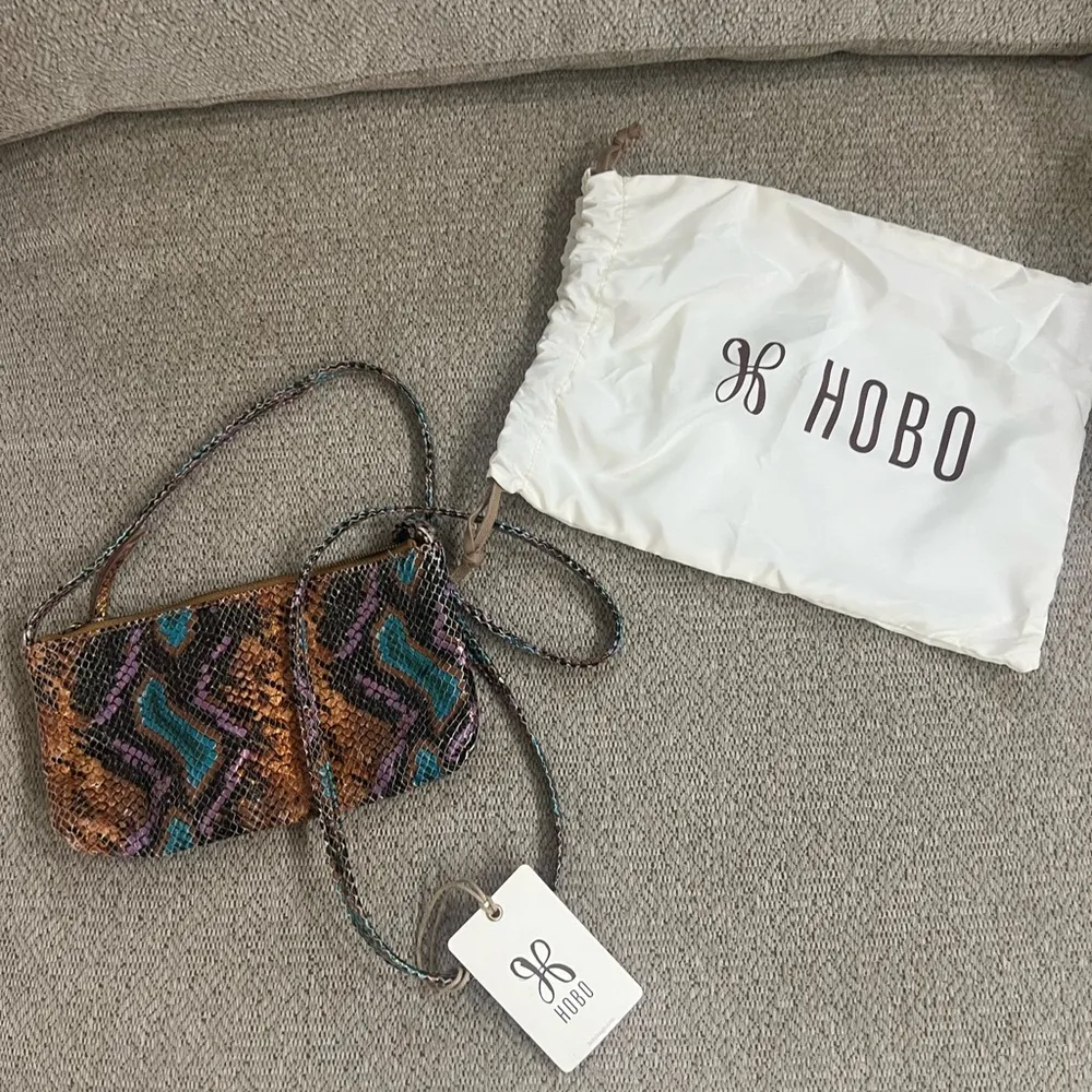 HOBO Brown and Blue Hobo Bag with Bohemian Colorful Design Cara Crossbody - Image 2
