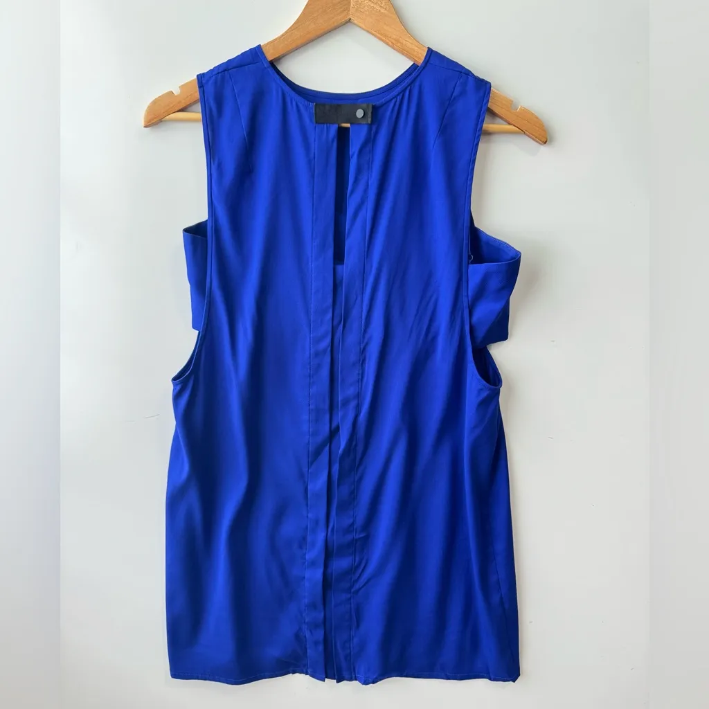 Alexander Wang Blue‎ Sleeveless Cutout Silk Crepe Mini Dress Size 2 - Image 9