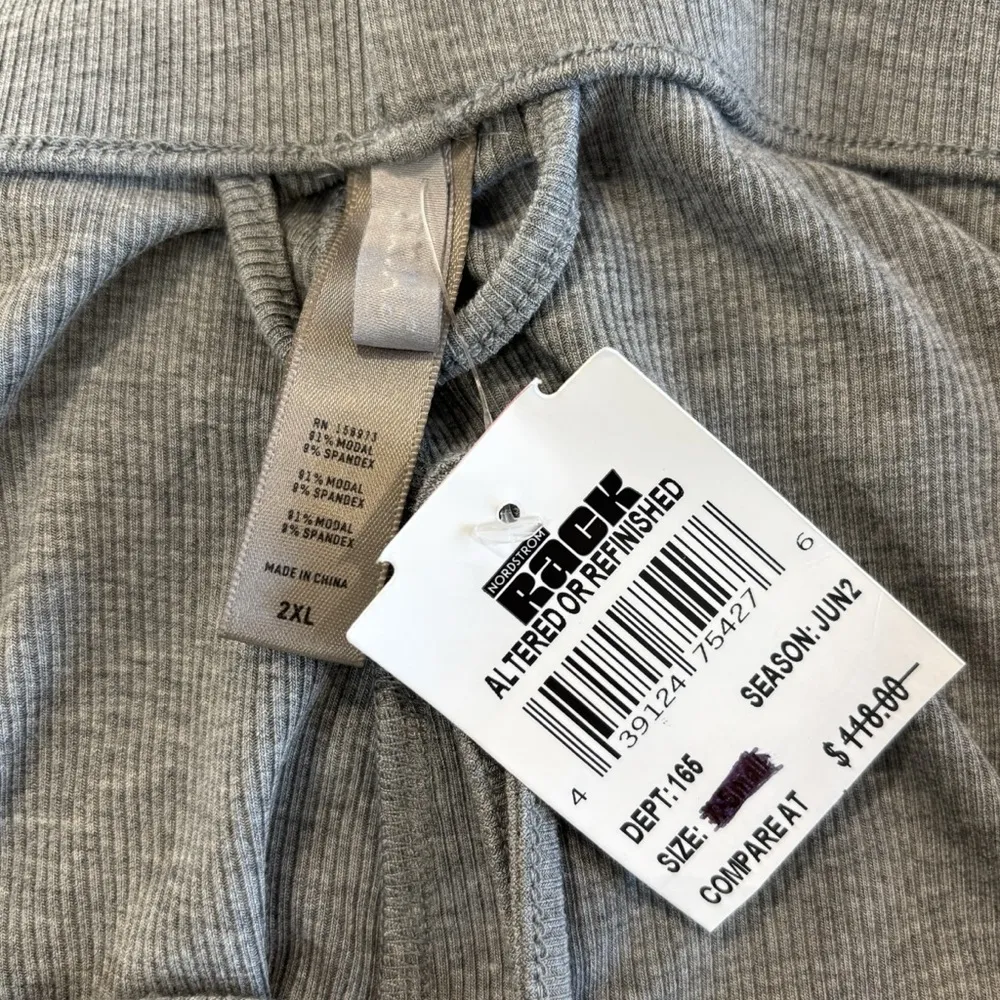 SKIMS Ribbed Knit Stretchy Gray Womens High Rise Straight Leg Pants NWT Size 2XL - Image 8