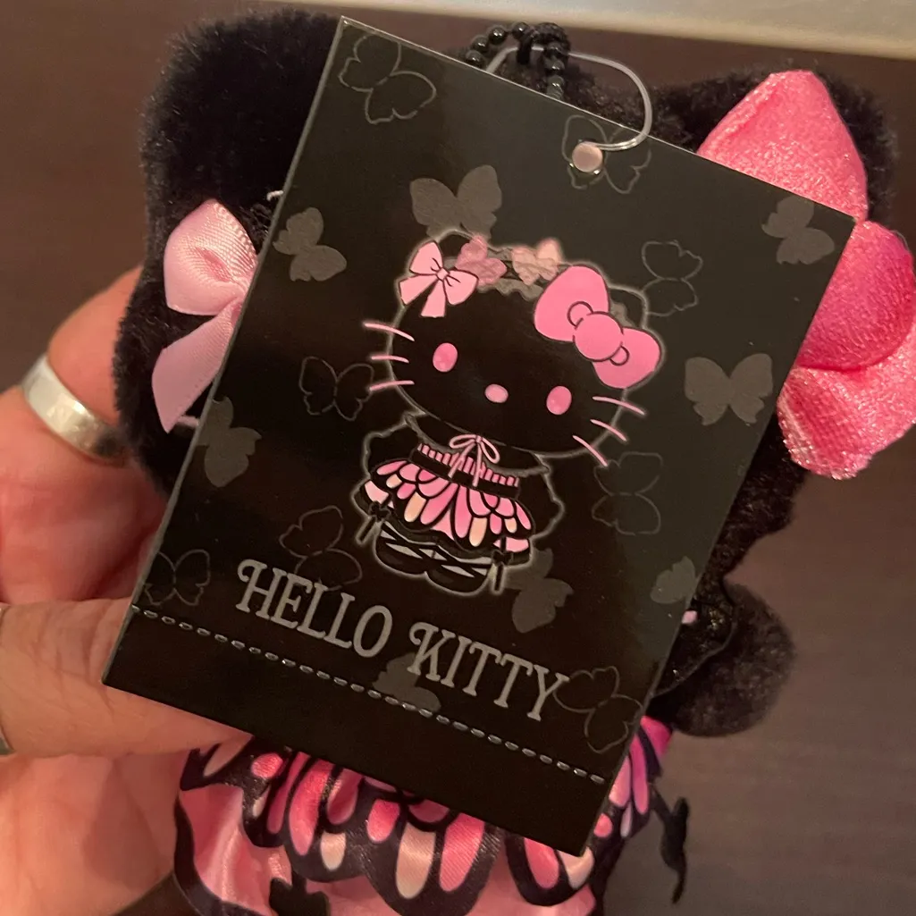 Hello Kitty Butterfly Mascot Holder Black Bag Charm by Sanrio New With Tags - Image 3