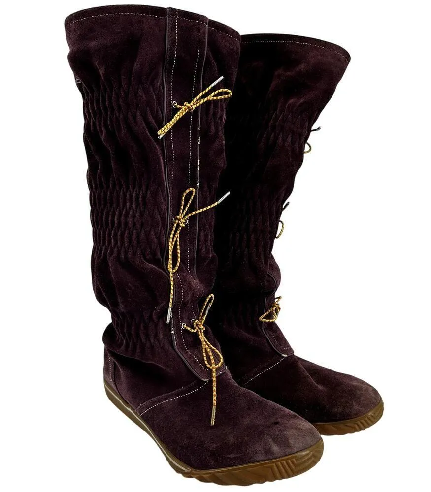 Sorel Firenzy Boots Water Resistant Suede Wool Lined Snow Lace Up Purple 8.5 - Image 2