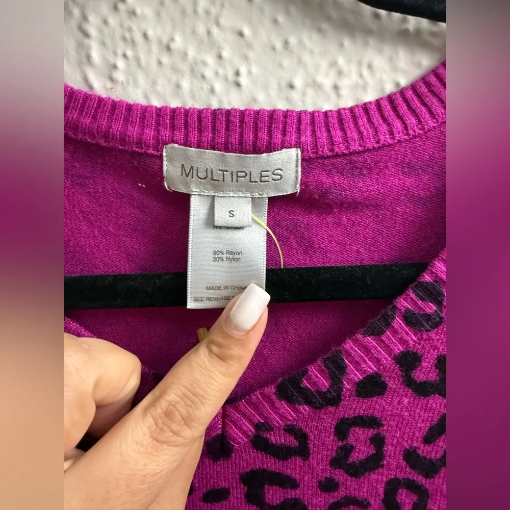 Multiples Purple-Black Leopard Print Top Size S/M - Image 2