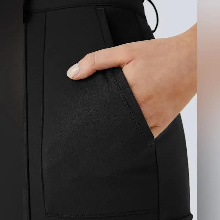 HALARA High Waisted Skinny Cargo Pants Black XL Stretchy 27” Inseam Pockets - Image 3