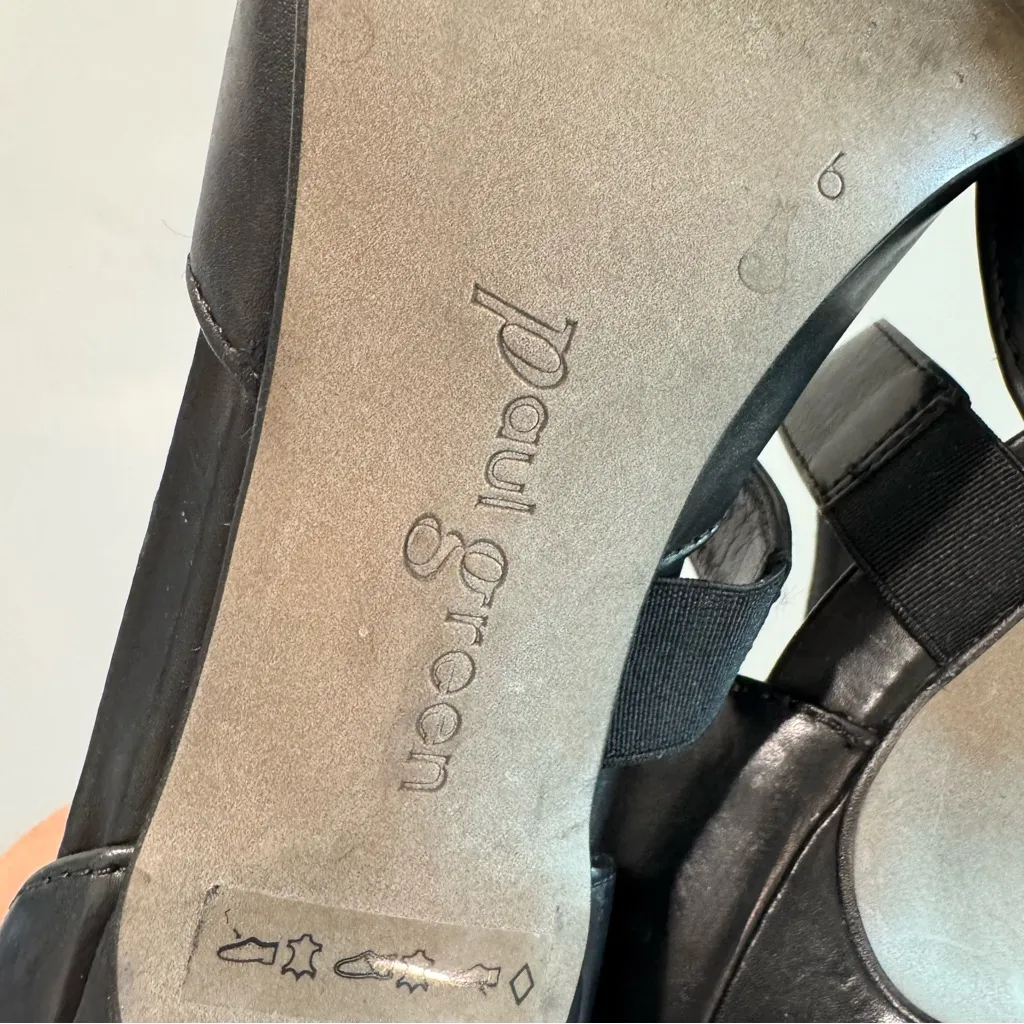 Paul Green Desire Black Leather Pumps Asymmetric Pointed Toes Size UK6 US8 - Image 5