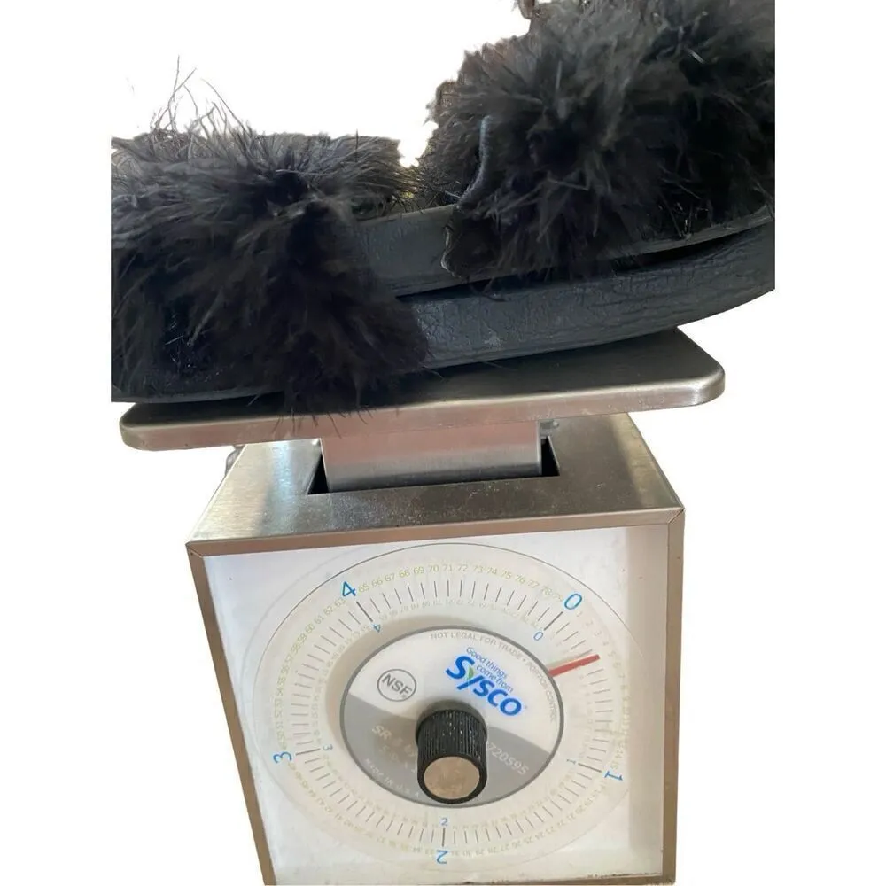 Black Feather Slides Beach Sandals Coastal Summer Lounge Size 8 - Image 8