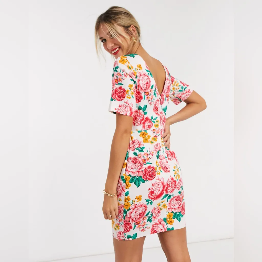 ASOS DESIGN Wiggle Mini Dress Floral Print Size 2 NWT - Image 2