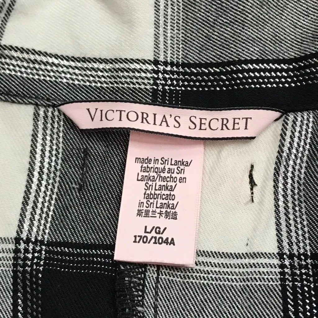 Victoria's Secret Shimmery Plaid Lightweight Flannel PJ Sleep‎ Romper Outfit L - Image 8