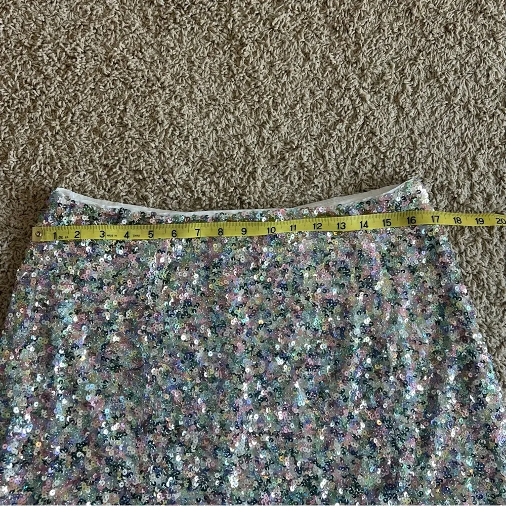 Lulus Megawatt Sequined Mini Skirt Size XL Stretchy Sparkle Night Life C… Blue - Image 9