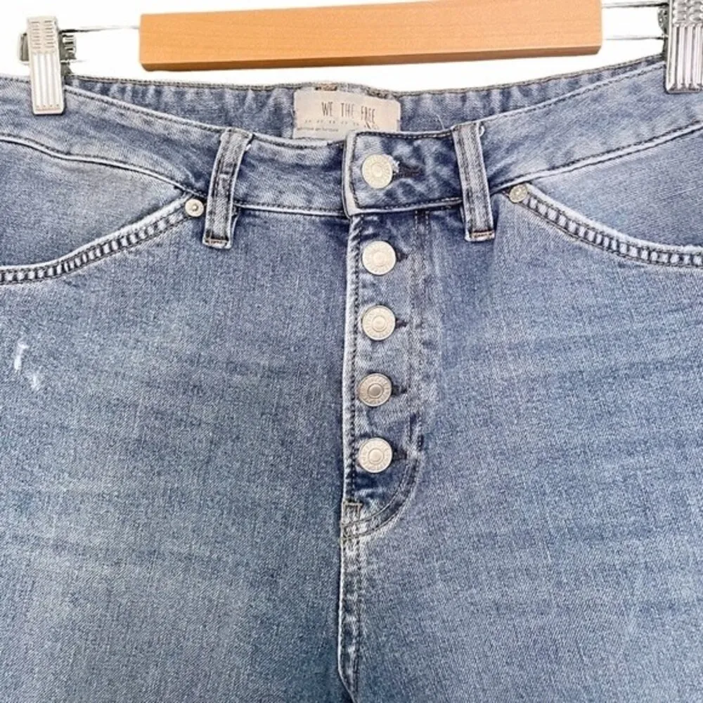 Free People We The Free Raw Hem High Rise Straight Leg Jeans Women’s Size 30 - Image 5