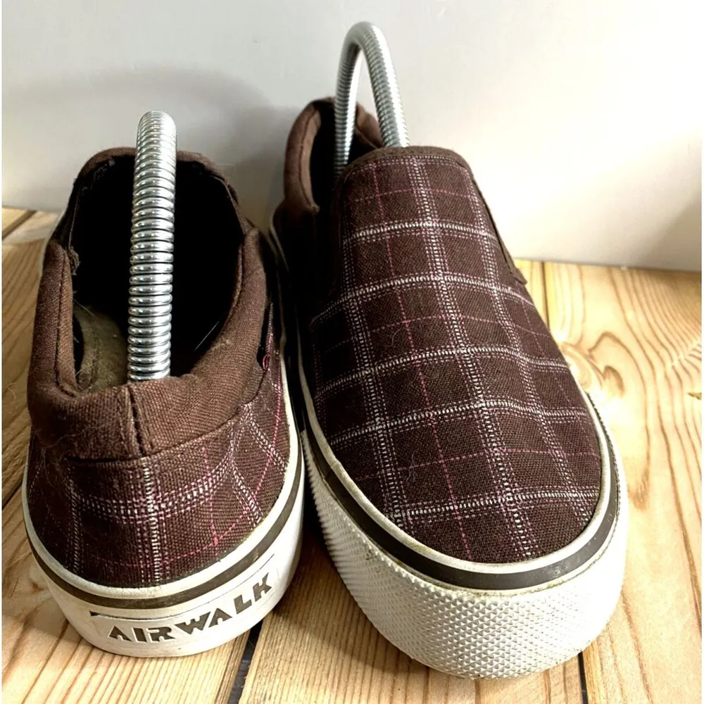 Airwalk Slip On Loafers Shoes Brown & Gray Plaid Women's Size 8 Style 55131 - Image 2