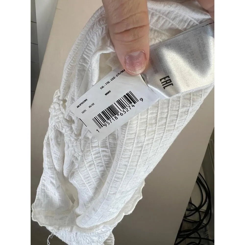 Roxy White Ruched Front Tie Detail Short Sleeve Off Shoulder Blouse Size XXL - Image 13