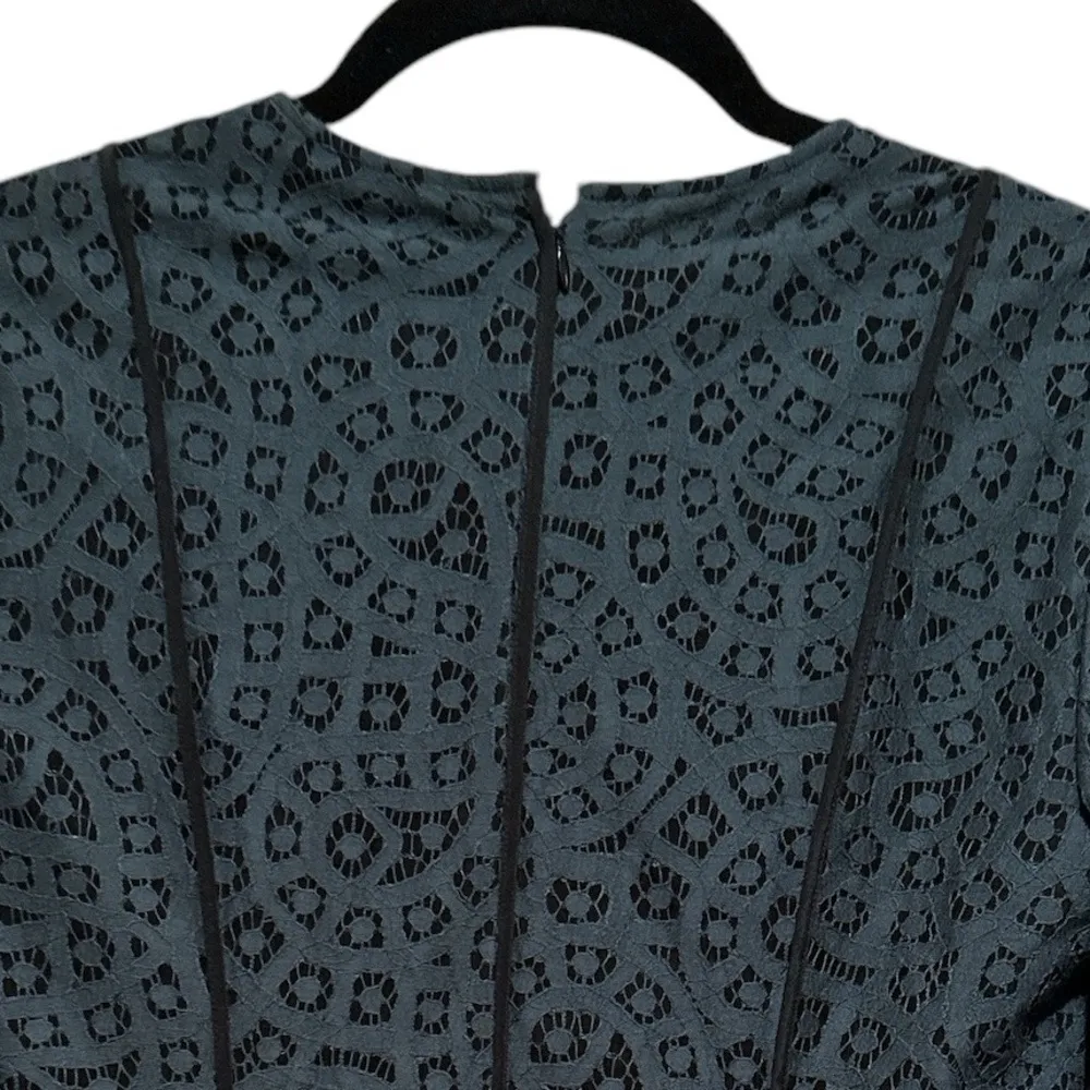 Malene Birger Green Black Lace Long Sleeve Peplum Blouse Vintage Chic Top 2 - Image 7