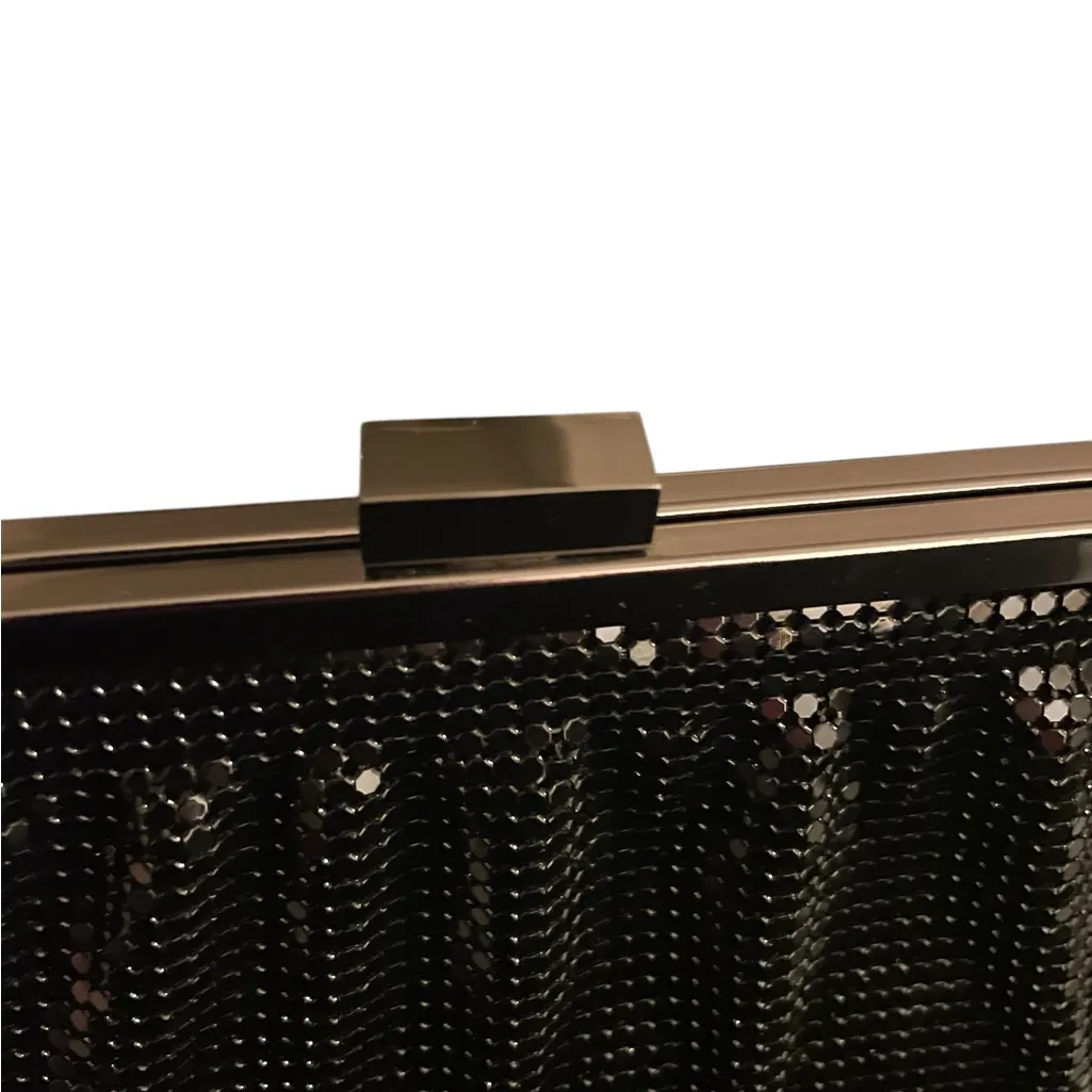 Black sparkly pave sequin clutch with silver chrome hardware, like new - Image 4