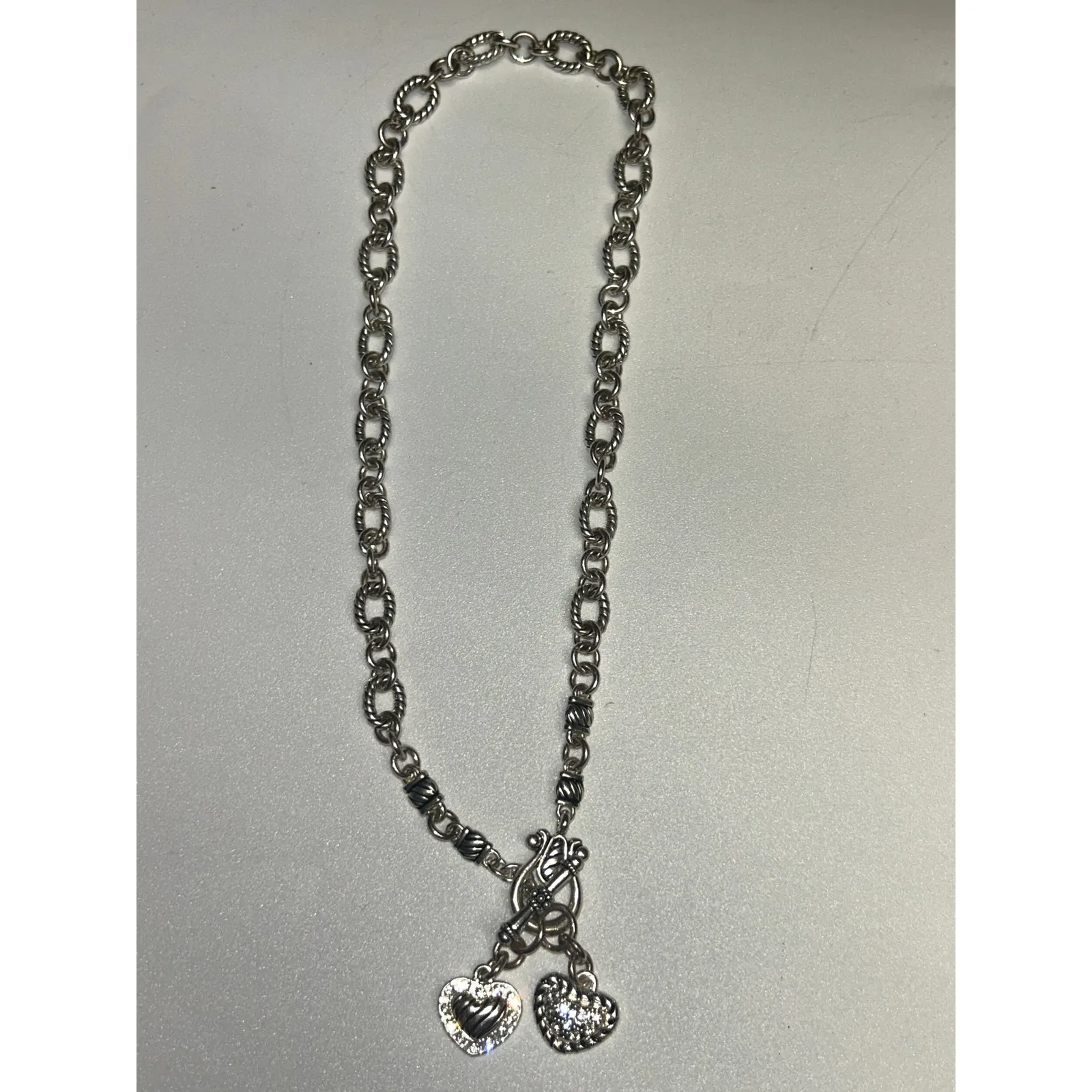 Premier Designs Silver-Tone Vintage 2 Heart Charm Toggle Necklace Bracelet Set - Image 7