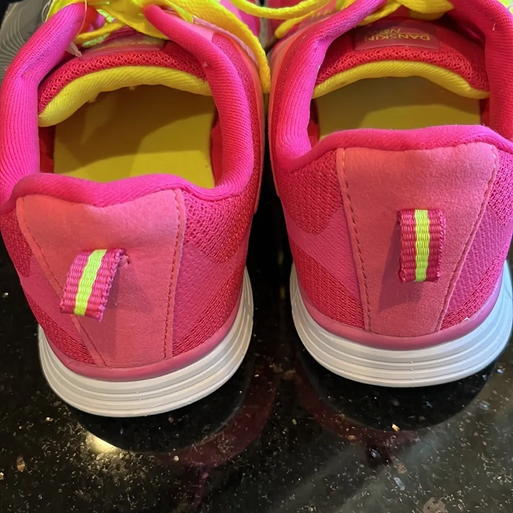 Running Shoes pink Lightweight White Sole Neon Yellow Laces Womens 5 - Image 6