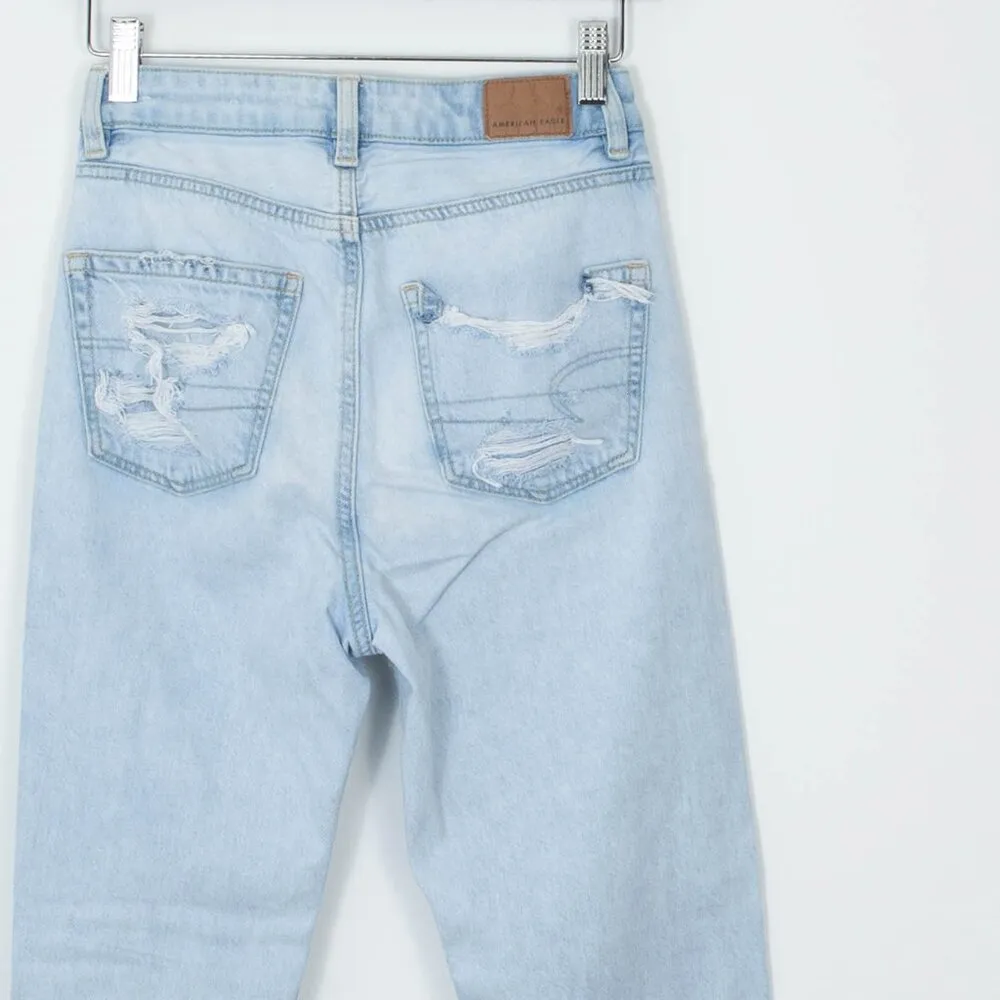 American Eagle Distressed Highest Rise‎ Mom Jeans Women's Size 00 Regular - Image 6