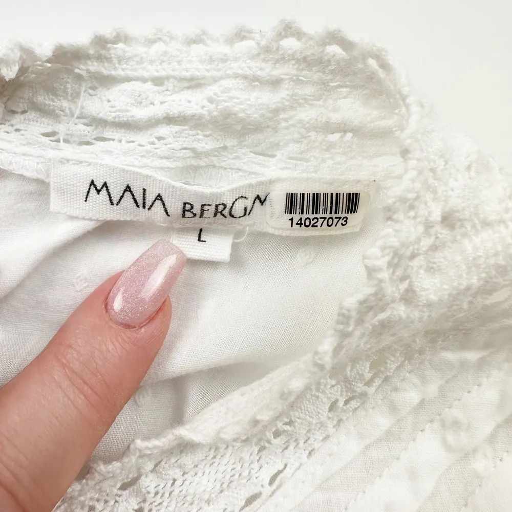 Maia Bergman Mery Mini Dress Eyelet lace Cotton flutter sleeves White Large - Image 5