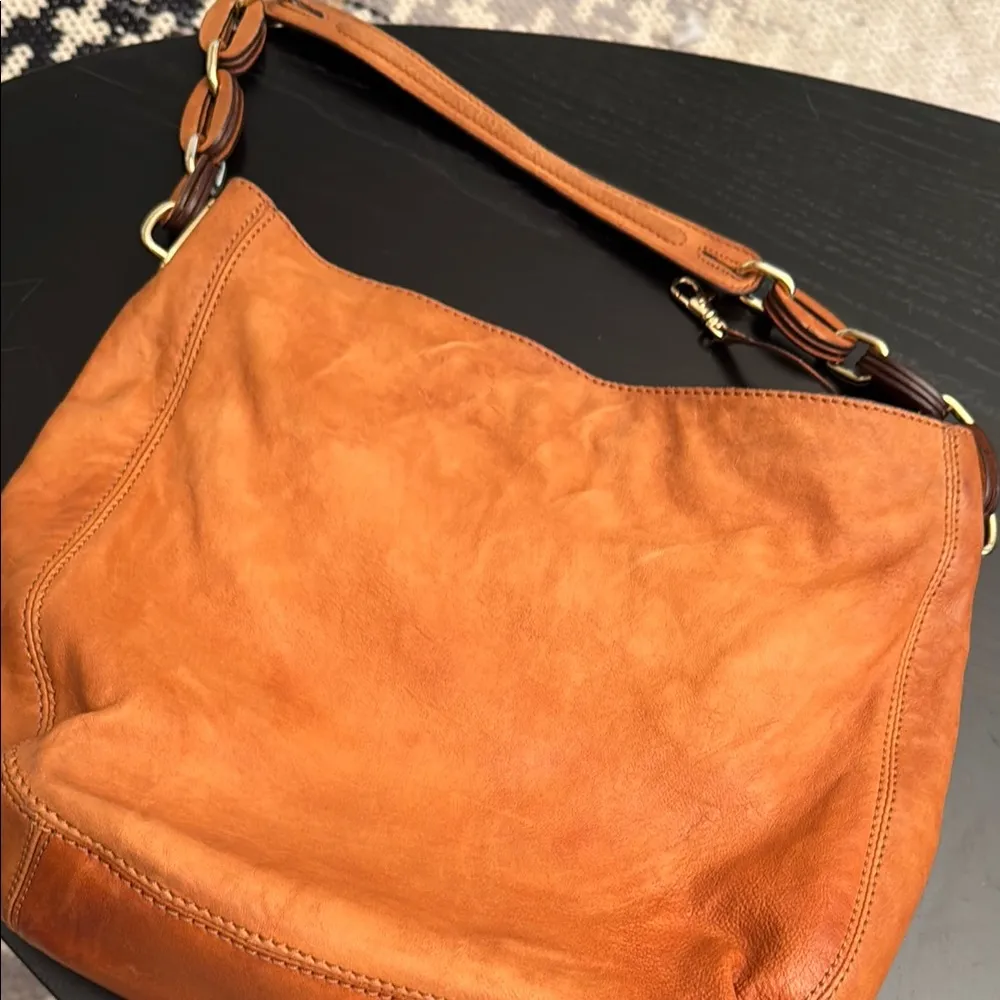MK Tan Leather HOBO Shoulder Bag - Image 9