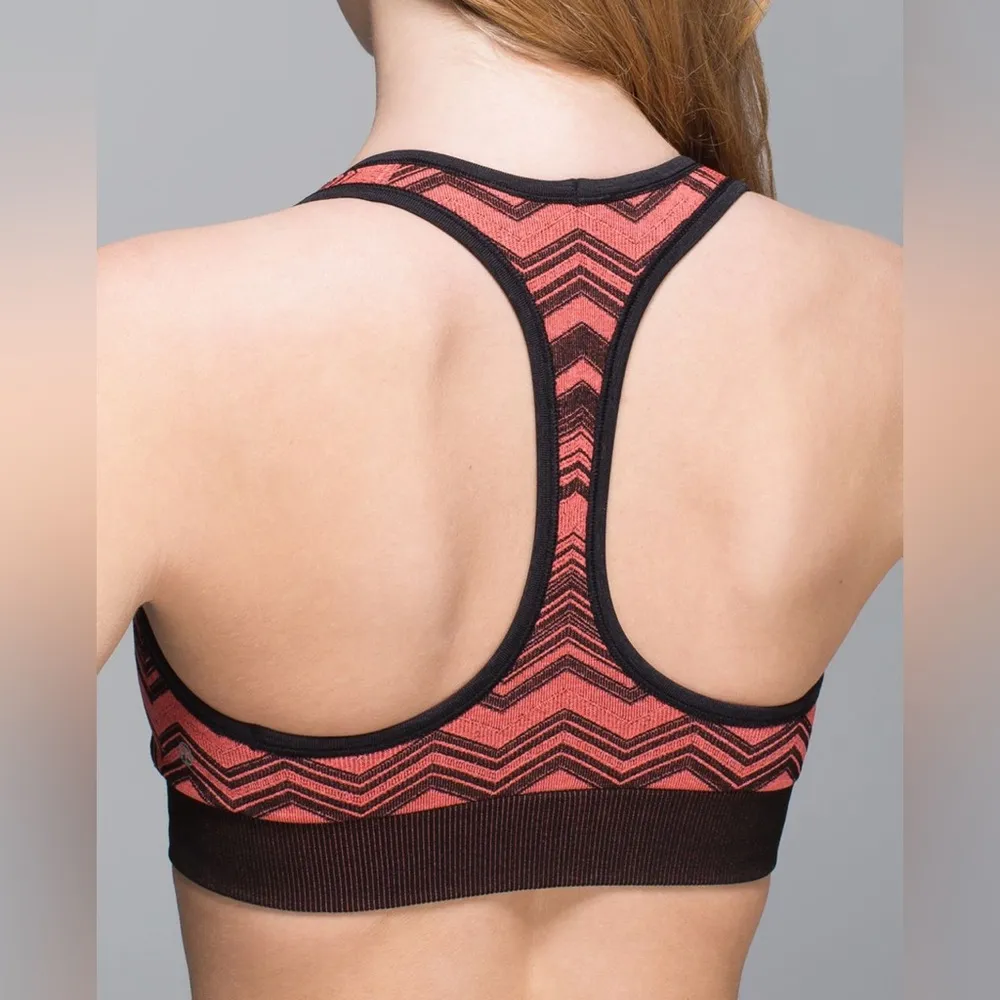 Lululemon Ebb & Flow Racerback Bra Reversible Heathered Electric Coral Size 4 - Image 4
