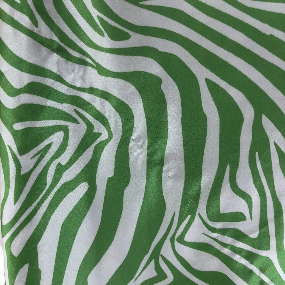 Princess Polly Clueless Mini Skirt Satin Zebra Stripe Green White 6 - Image 2