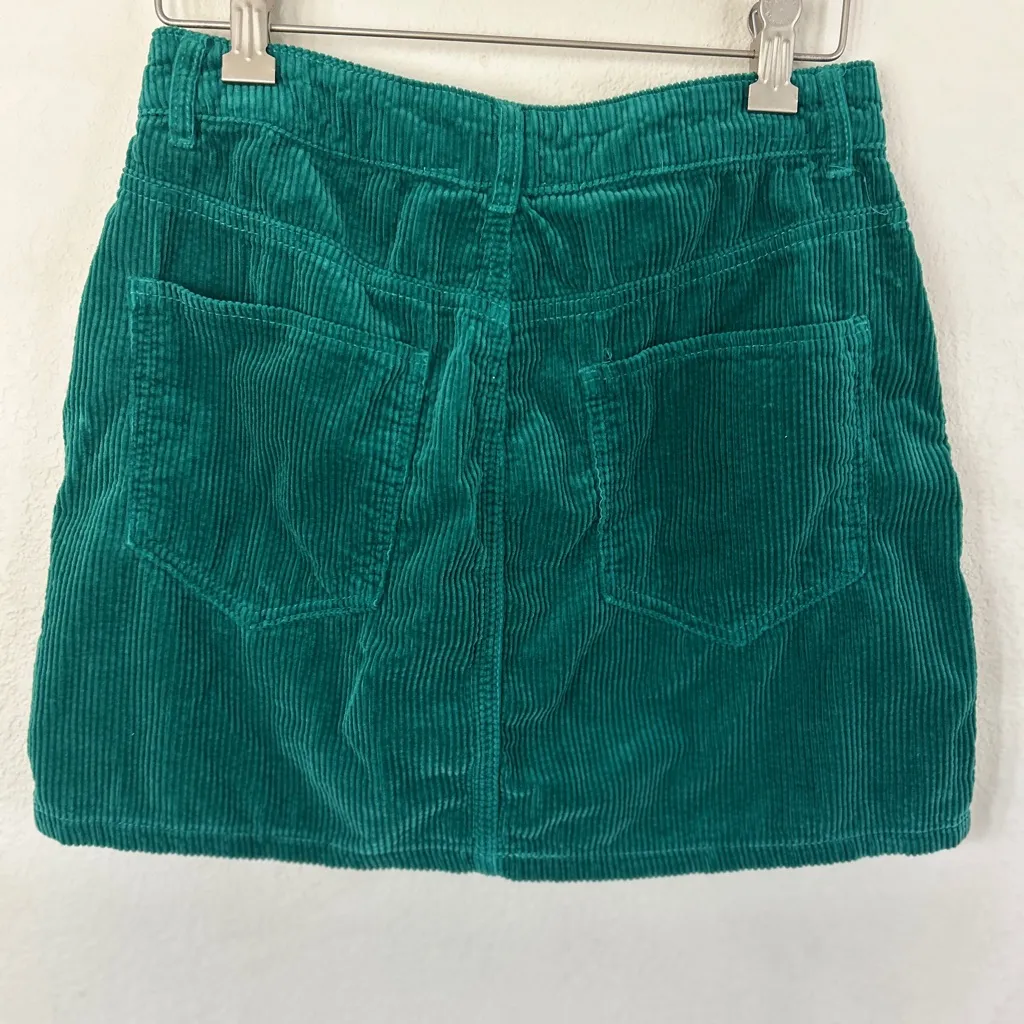 BONGO x forever 21 collab Vibrant Green Corduroy ribbed fitted Mini Skirt sz M - Image 2