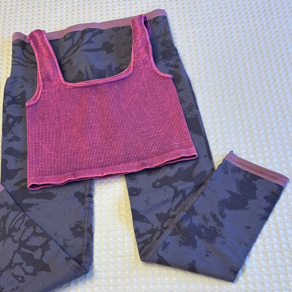 New SET! Free People Movement Purple Happiness Runs Crop Top & Leggings Set - Image 5