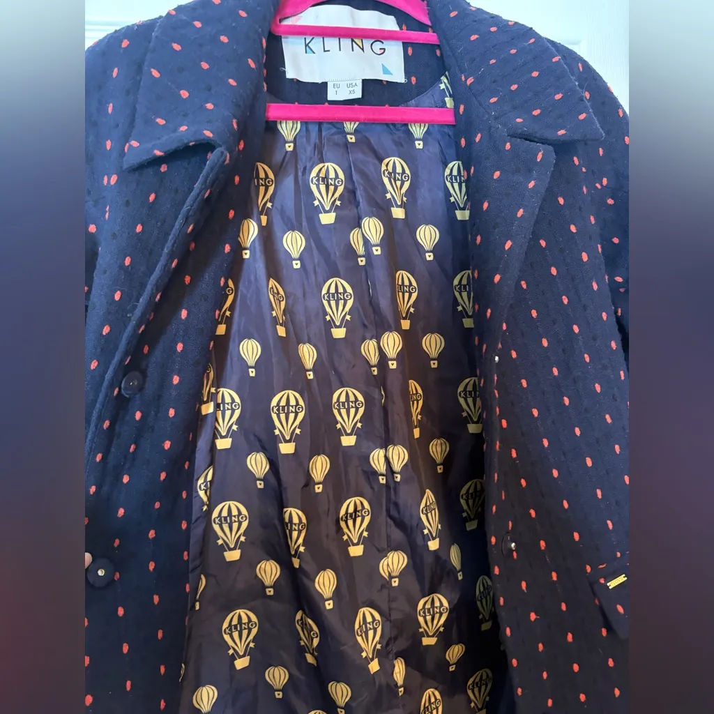 KLING Navy Blue with Orange Dots Coat, XS - Image 5