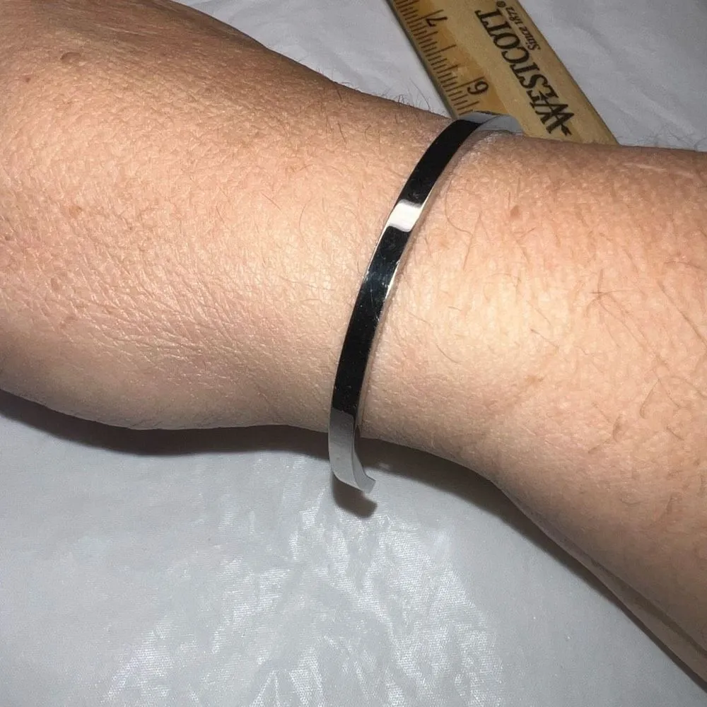 MantraBand Silver Tone  “Believe” Thin Cuff Bracelet - Image 2