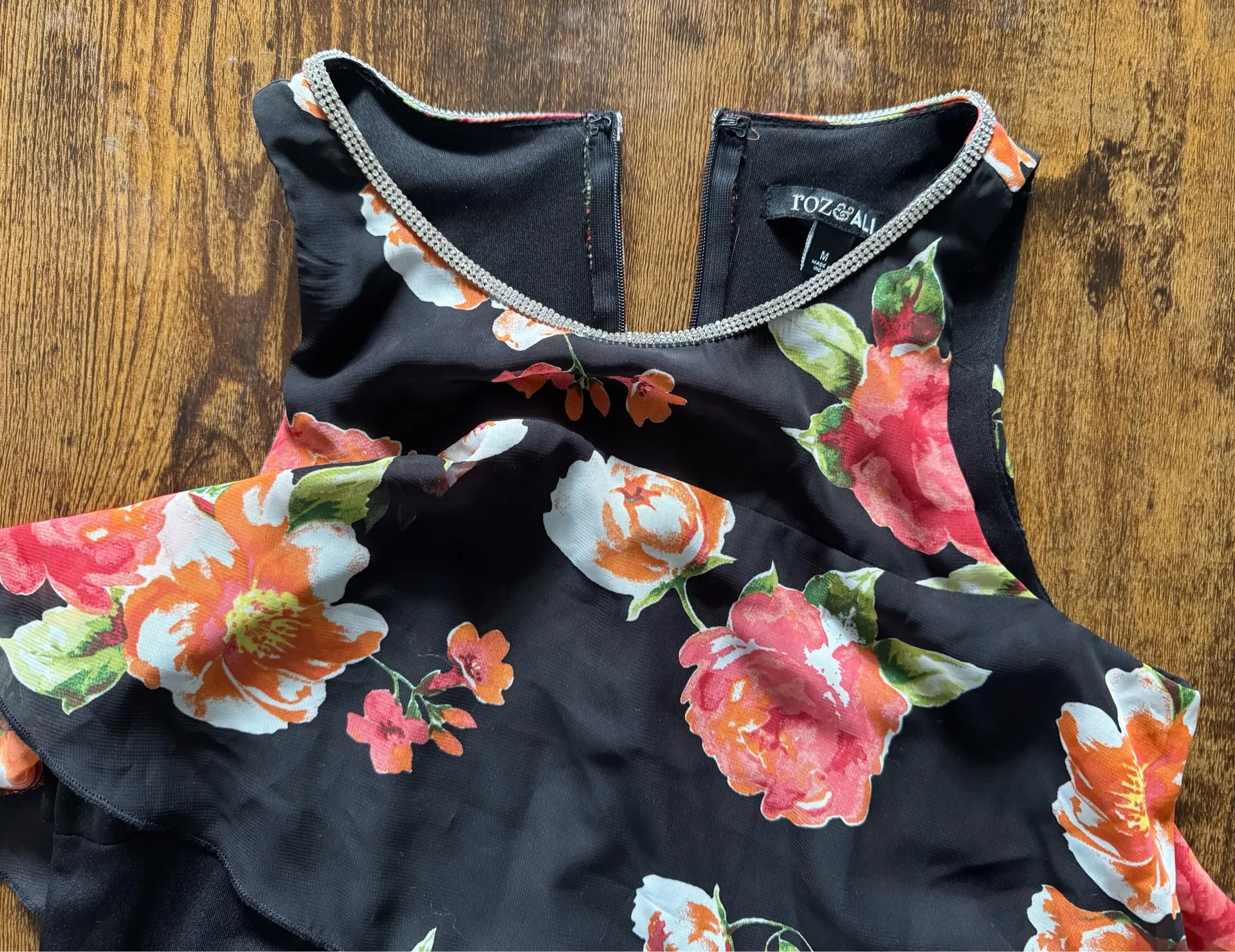 Floral tiered formal dress Black Size M - Image 3