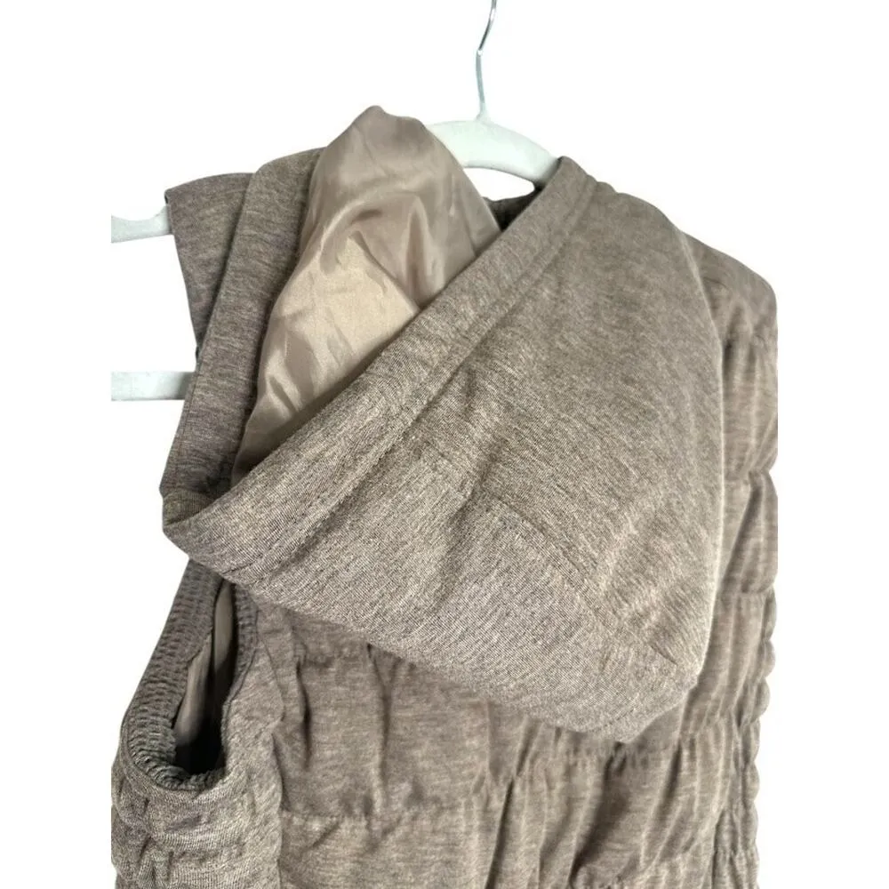 Be by Blanc Noir Taupe Quilted Zip Hood Puffer Vest Jacket Size M Cloth Fabric Brown Size M - Image 5