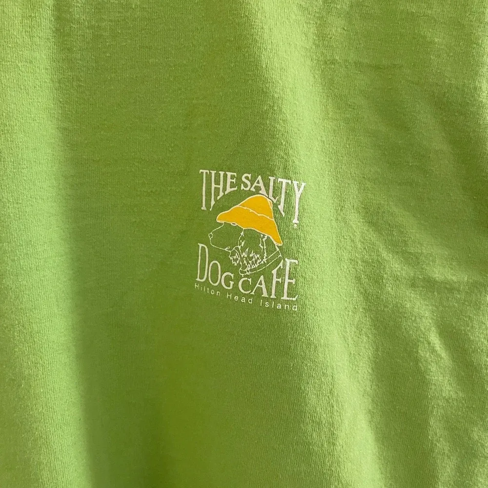 Women’s The Salty Dog Cafe lime green Hilton Head crew neck t-shirt Small - Image 3