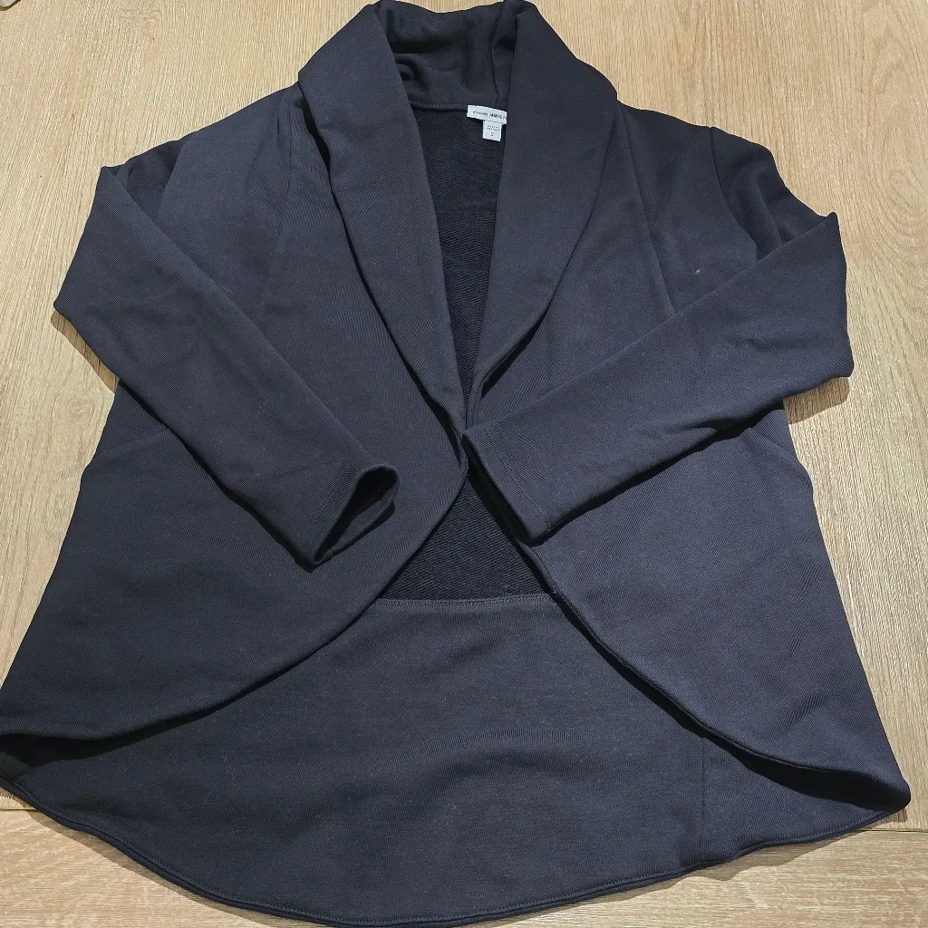 Standard James Perse French Terry Draped Open Cardigan Jacket Black Size S/M - Image 4