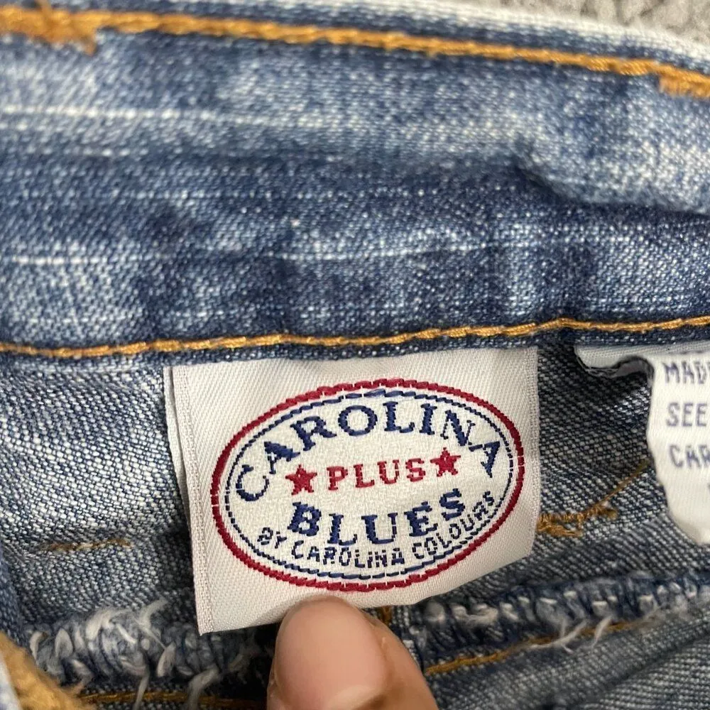 Carolina Blues Denim Shorts Women 18W Blue Light Wash Lace Up Y2K - Image 4