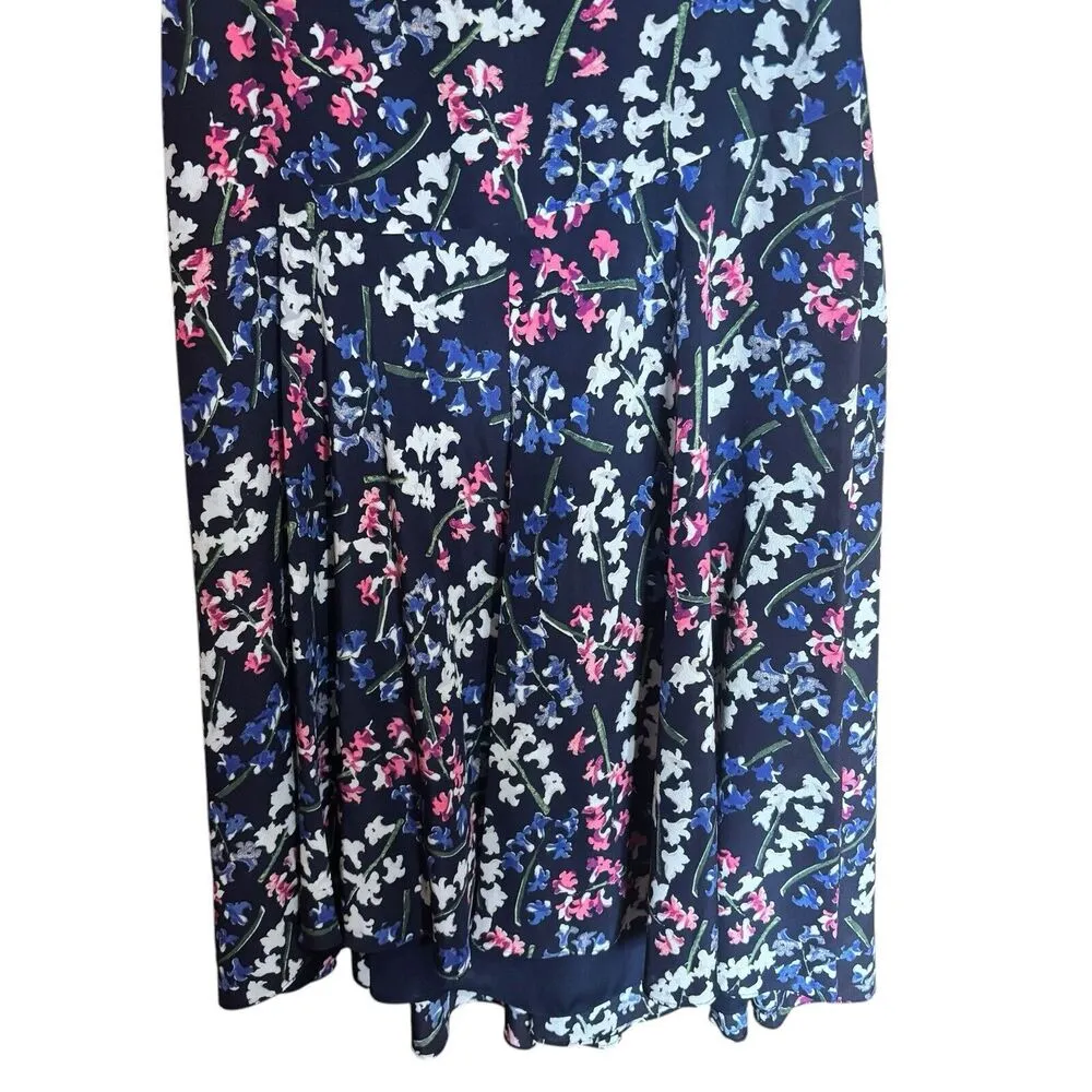 Lewit Midi Dress Womens 2 Multicolor Floral Print Silk Valentines Cocktail - Image 4