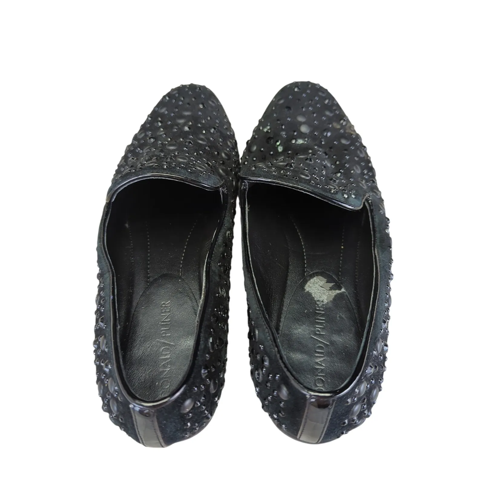Donald Pliner Lynn SP Embellished Loafers Black Studded Rhinestone Flat Shoe 7.5 - Image 6