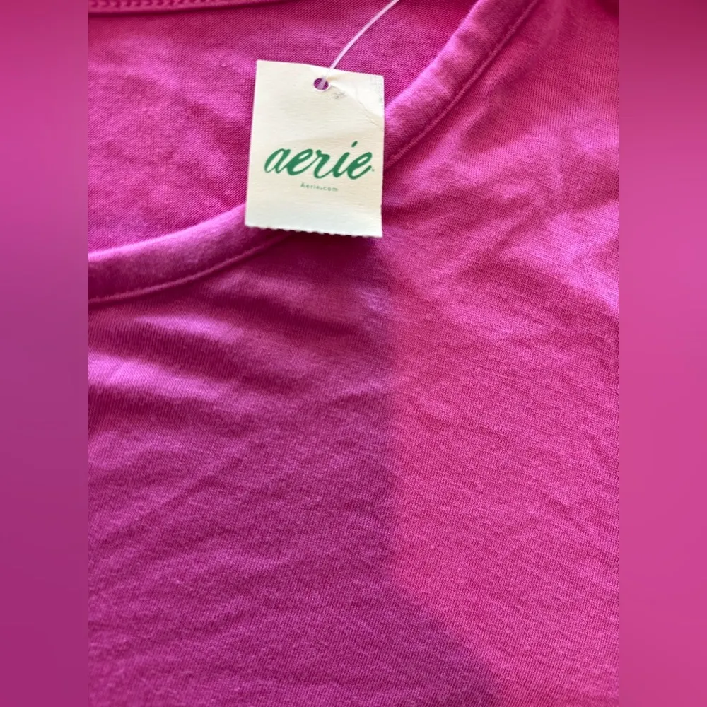 AERIE V Neck Lounge Super Soft Long Sleeve T-shirt Pink Size Large NWT - Image 8