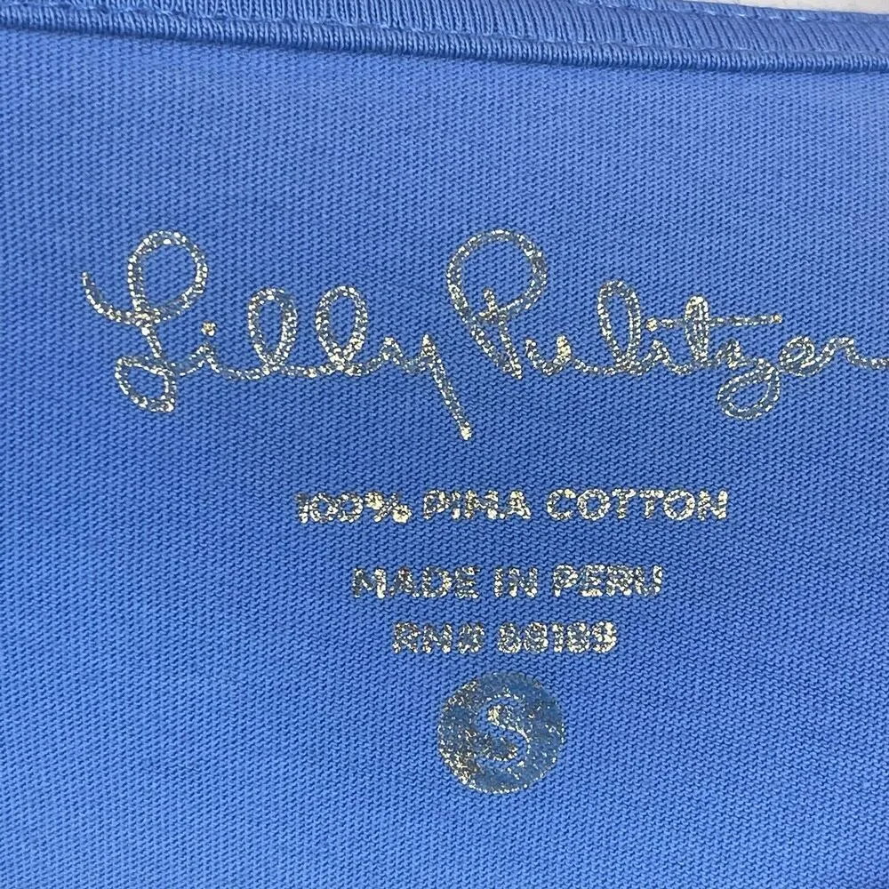 Lilly Pulitzer Womens Brewster Mini Dress Small Blue Pima Cotton Preppy Beachy - Image 3