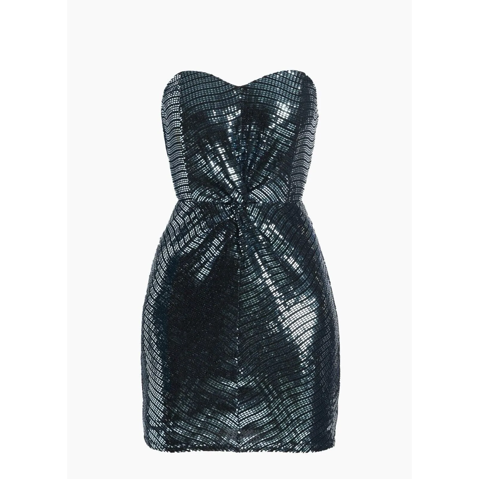 Ramy Brook Women's Daya Sequined Strapless Minidress Navy Disco Knit sz 14 - Image 4