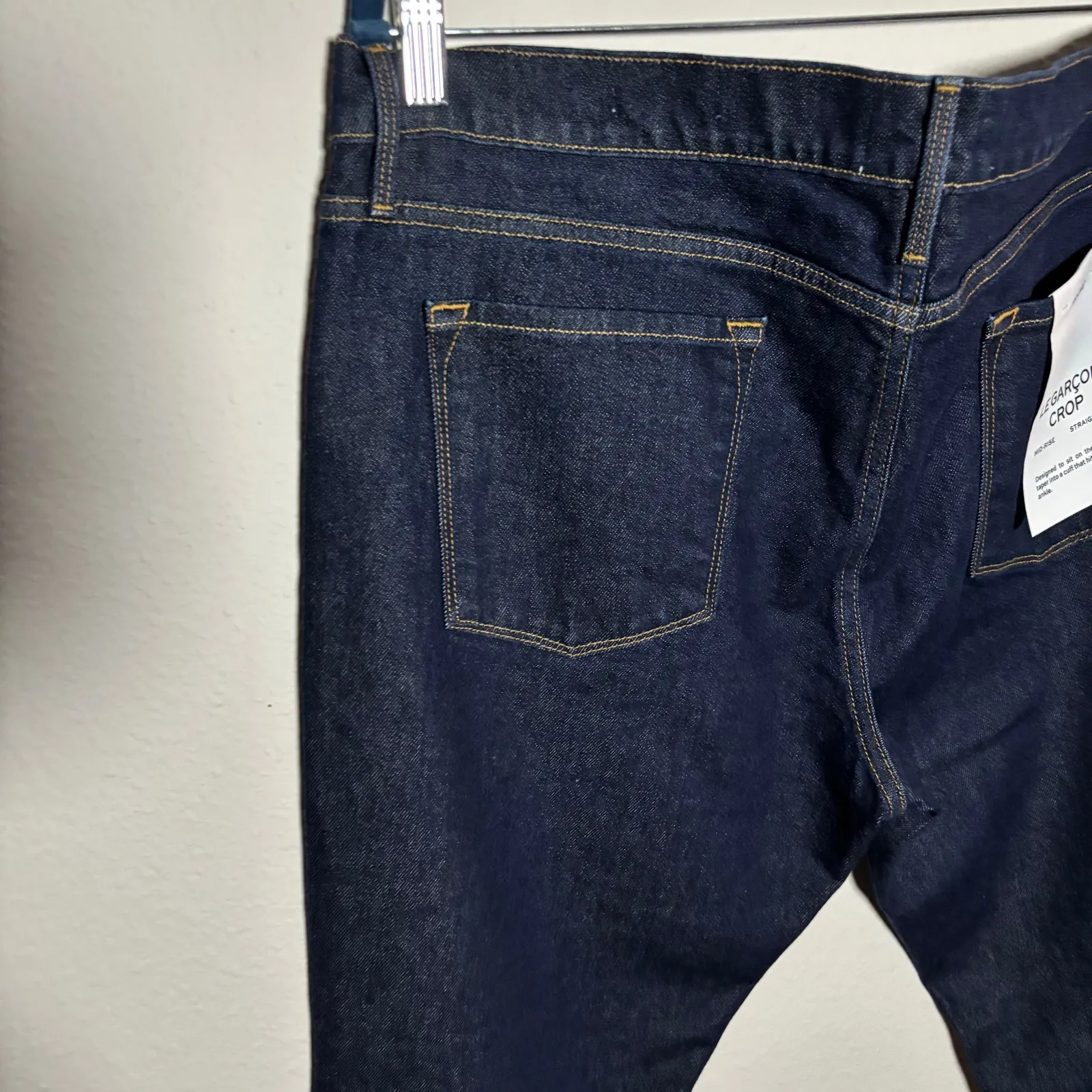 NWT Frame Le Garcon Crop Dark Wash Denim Jeans Size 33 - Image 4