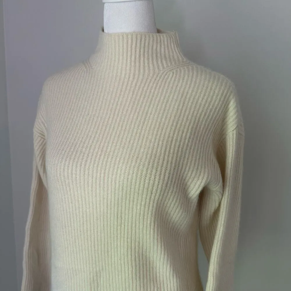 Everlane ivory knit mockneck long sleeve cashmere sweater size S - Image 4