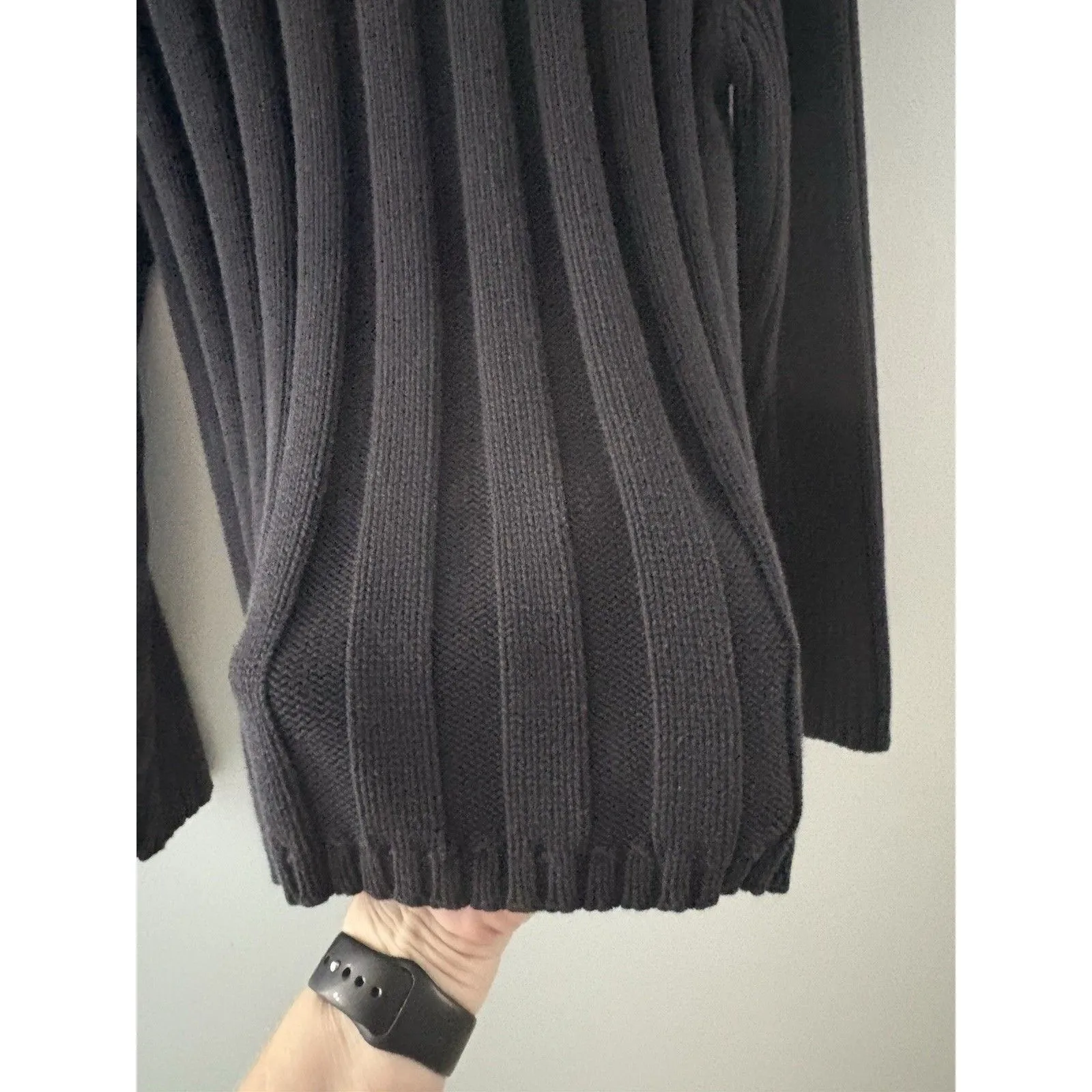 Vintage Illig Sweater Womens Large Black Turtle Neck Wide Cable Knit Thick - Image 6