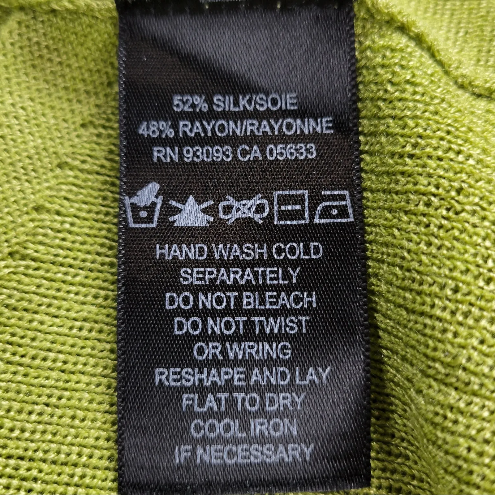 Kenar Womens Cardigan Size S Moss Green Silk Blend Knit Open Front 3/4 Sleeve - Image 8