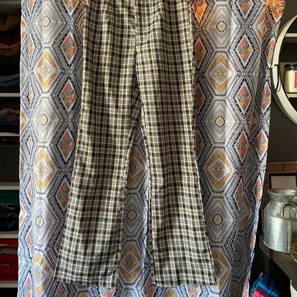 high waisted flared plaid trousers - Image 6