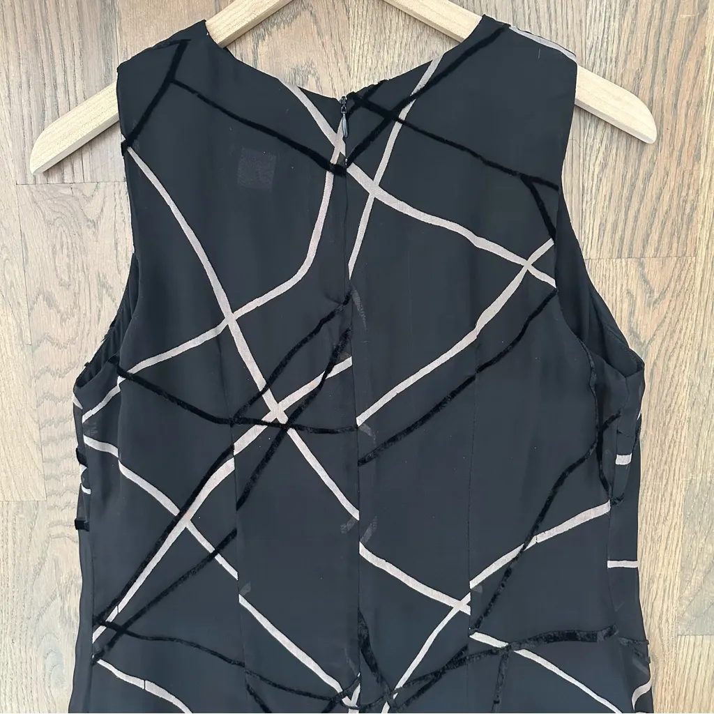 Vintage Tessuto Crosshatch Textured Silk Blend Organza Maxi Dress Black Beige L Size L - Image 7