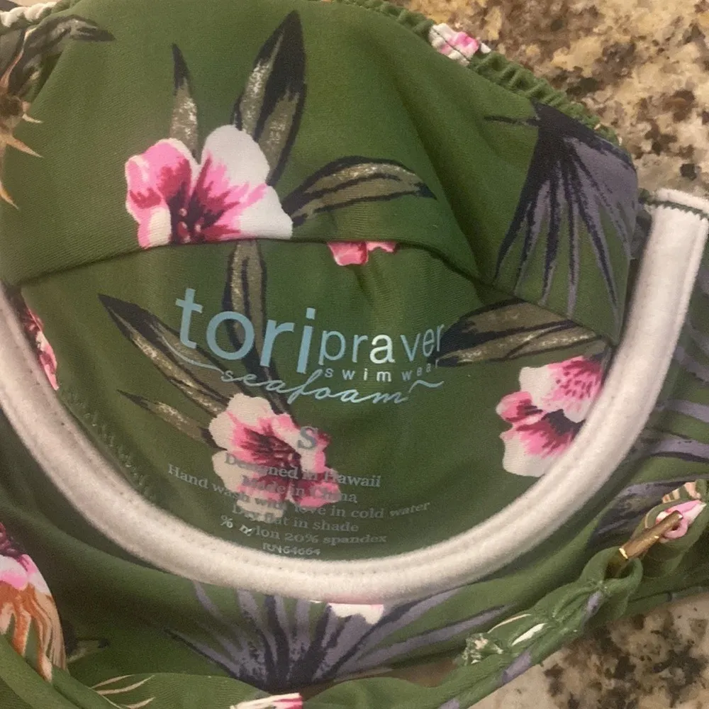 Tori Praver Swimwear Green Floral Bikini Top Small Support Beach‎ Swim Vacation - Image 4