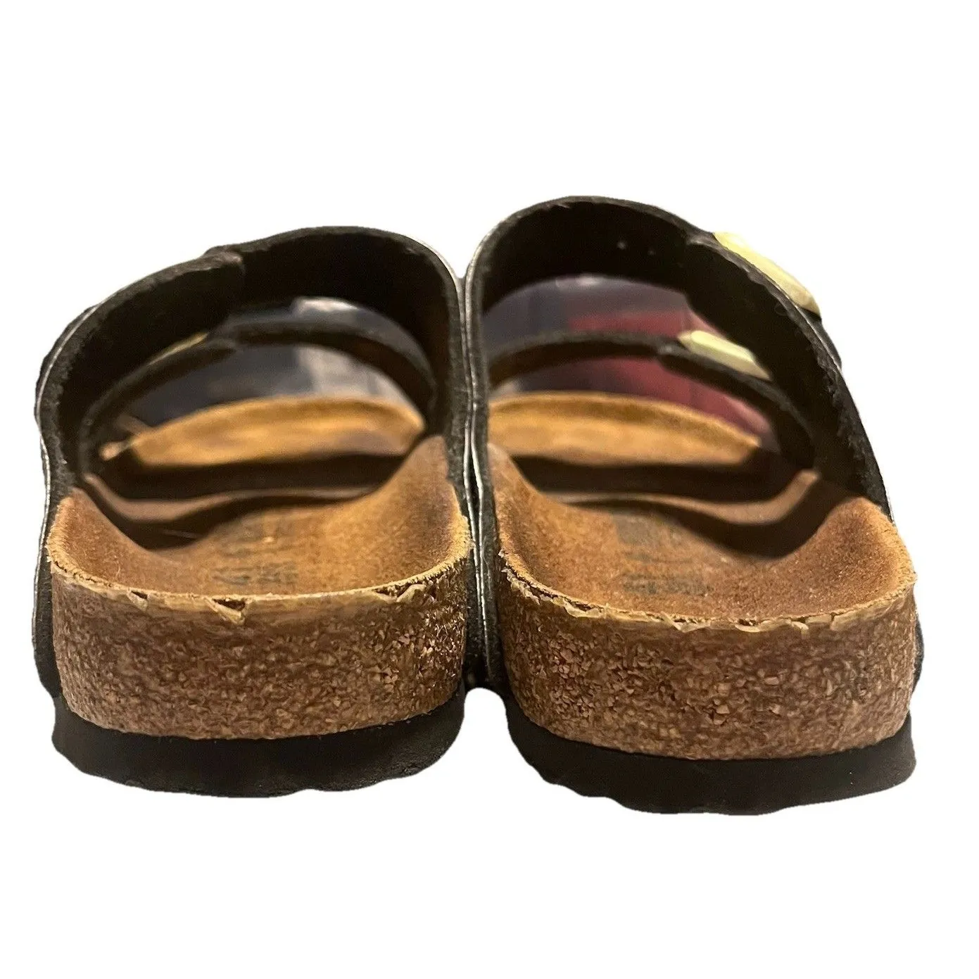 Birkenstock Arizona Shiny Snake Black Birko Flor Sandals Made in Germany Size 10 - Image 4