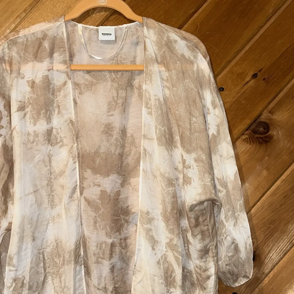 Sonoma Radial tie dye kimono tan white coverup - Image 5