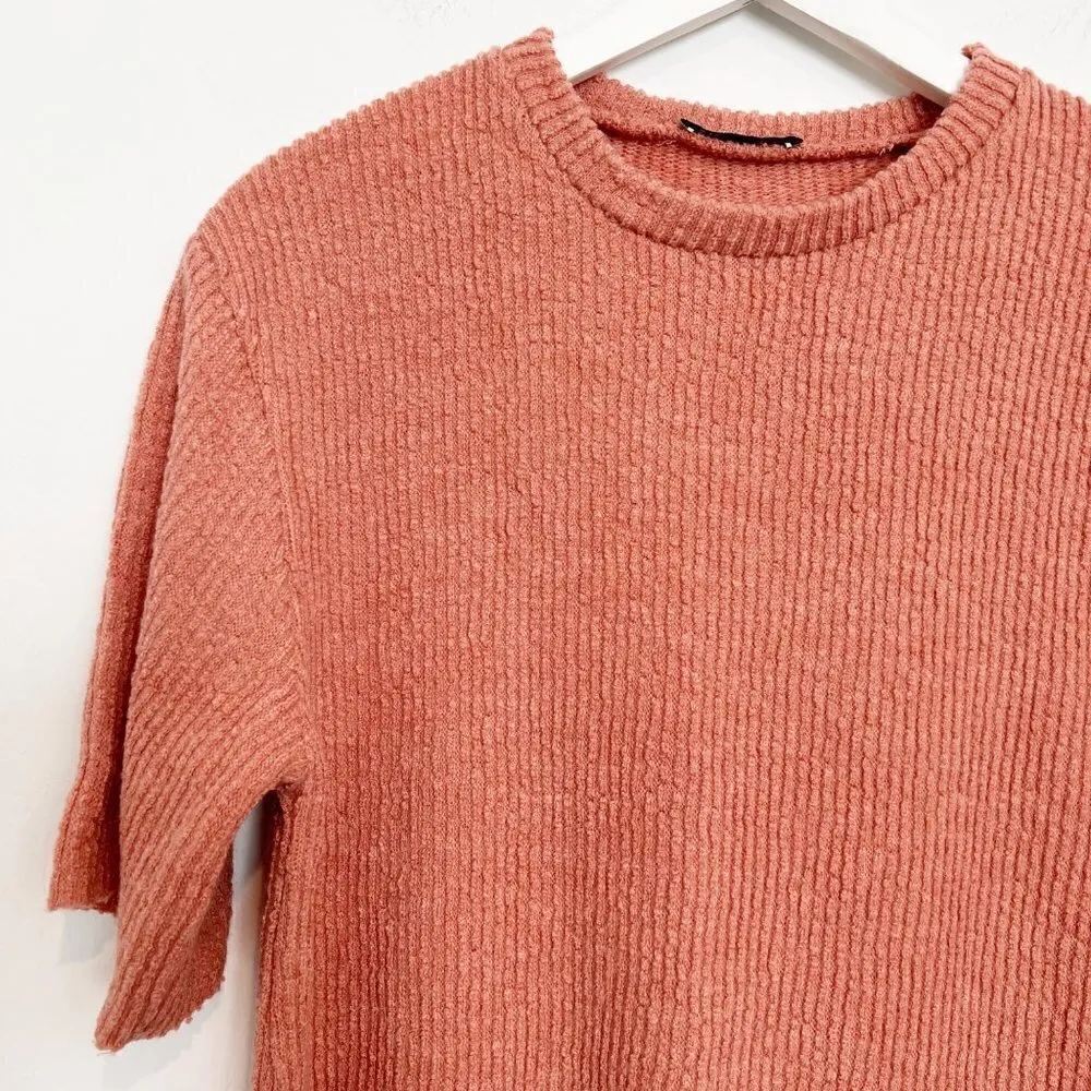 Zara Oversized Ribbed Knit‎ Textured Shirt in Pink Casual Loungewear Size Small - Image 4