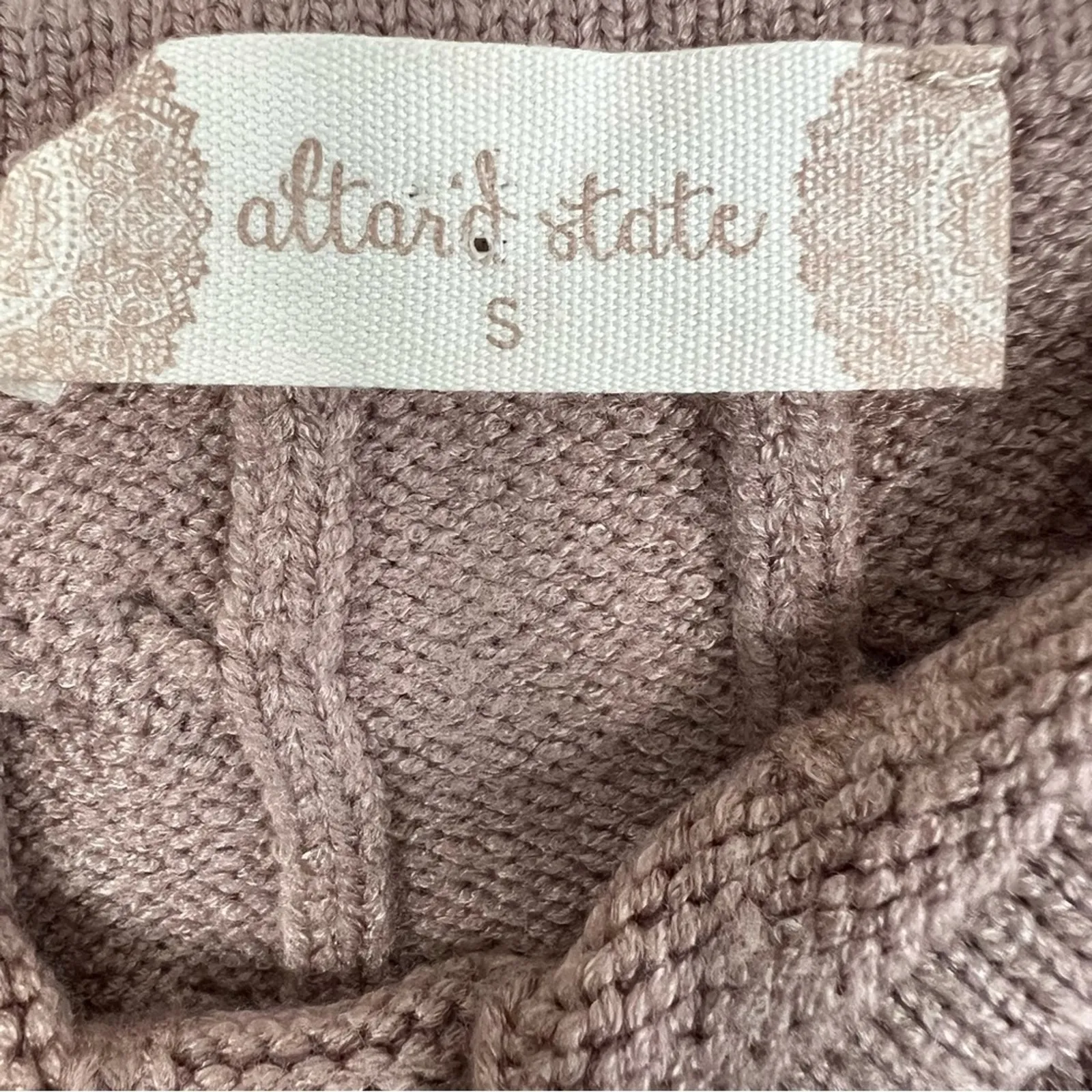 Altar’d State Crop Top Womens S Taupe Brown Cable Knit Earthy Fall Layering - Image 4