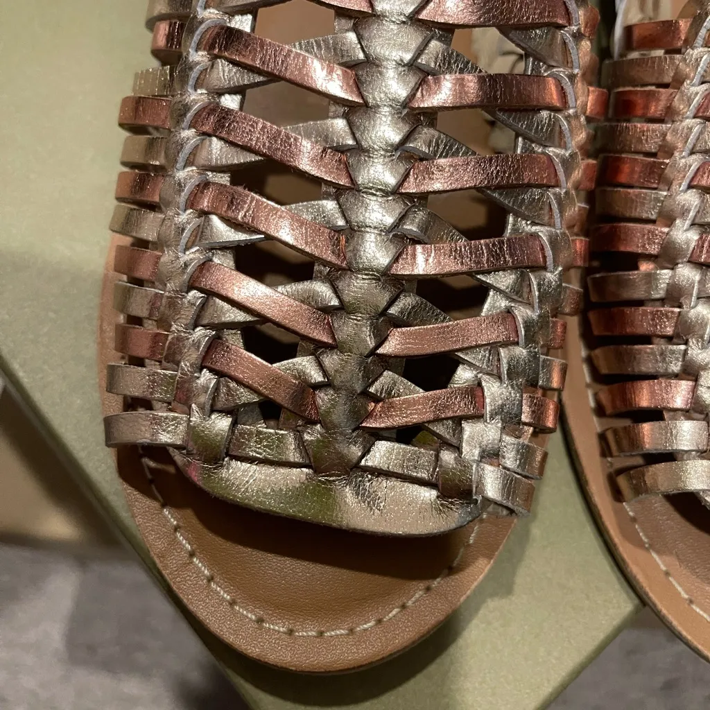 ASOS WOVEN GENUINE LEATHER OPEN TOE FLATS US9 - Image 10